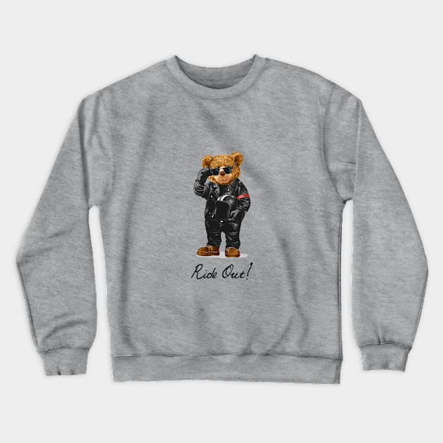 Cute bear design "Ride out" Crewneck Sweatshirt by Art Cloth Studio